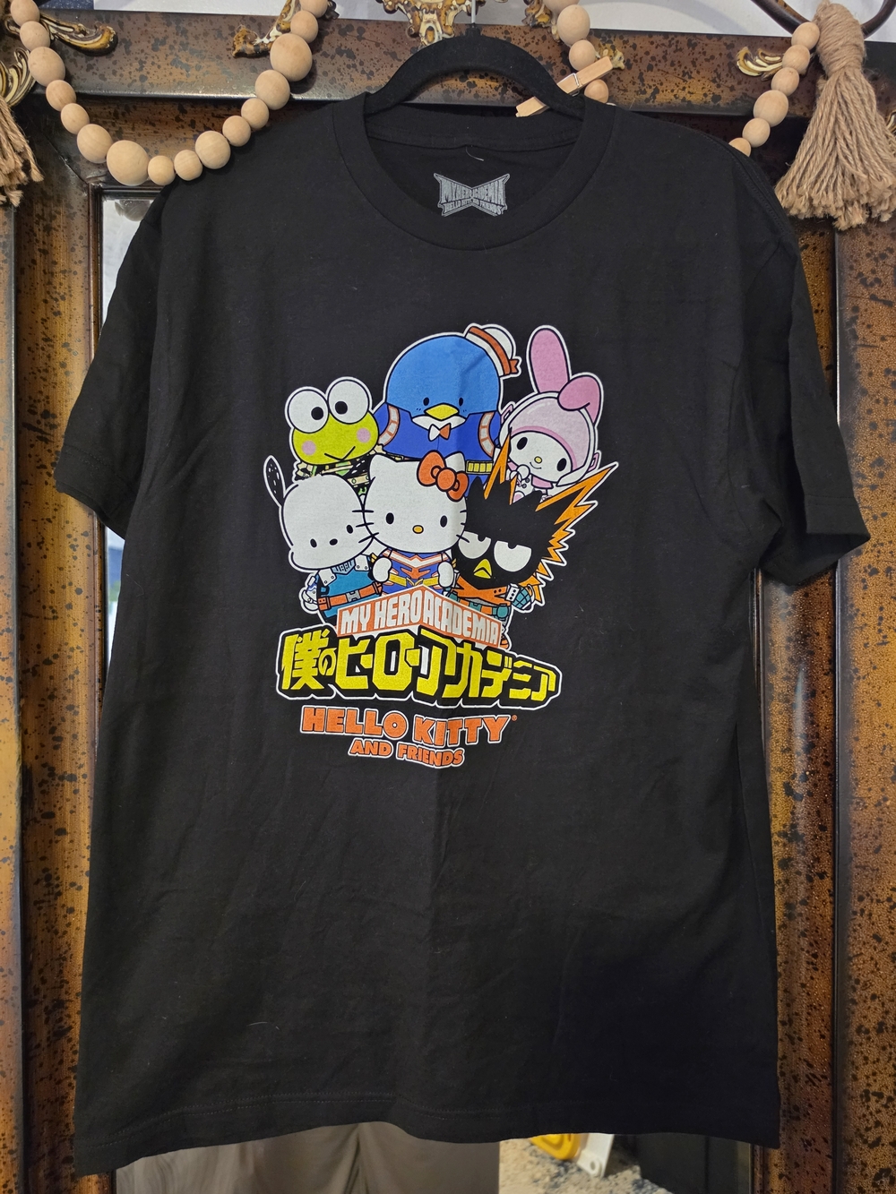 Sanrio Black Tee with White Licensed Graphic